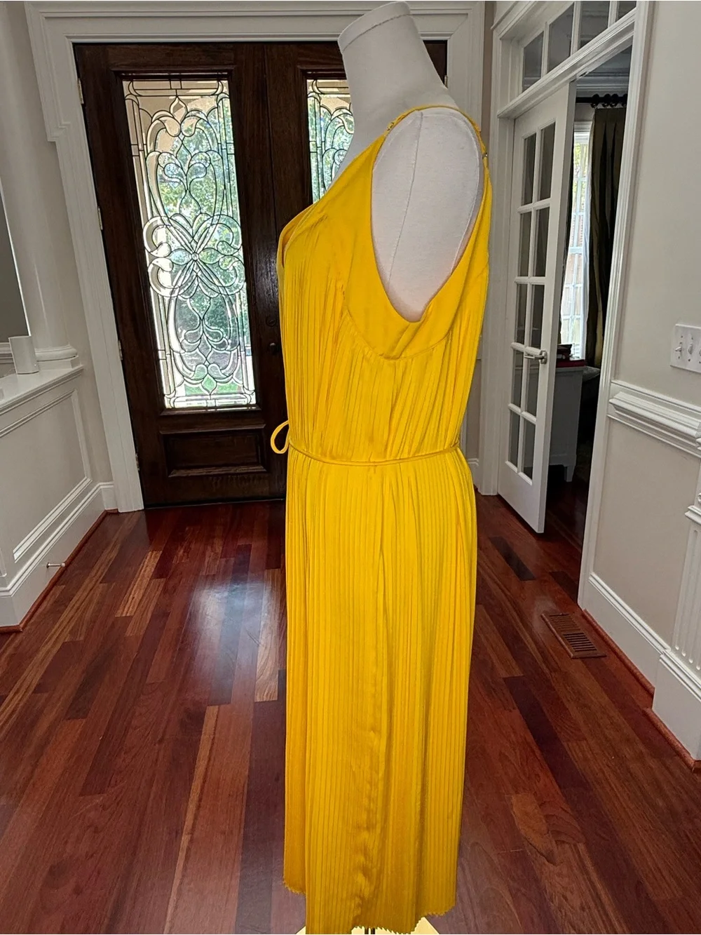 NWT Escada Sport Damyka Sunflower Yellow Pleated Midi Dress Size 44 Designer - Picture 7 of 9